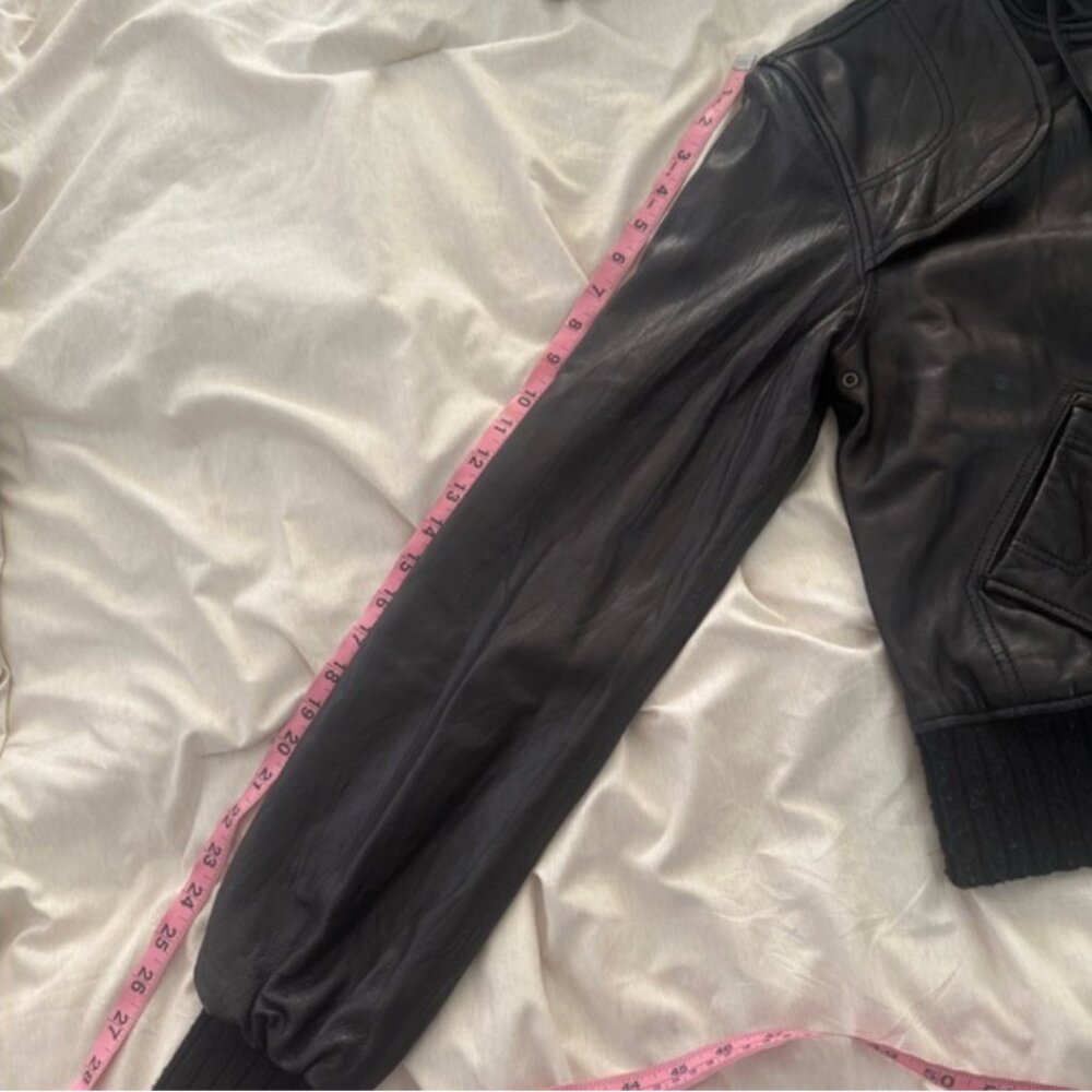 Mike & Chris Black Leather Jacket with Hood - Picture 9 of 11